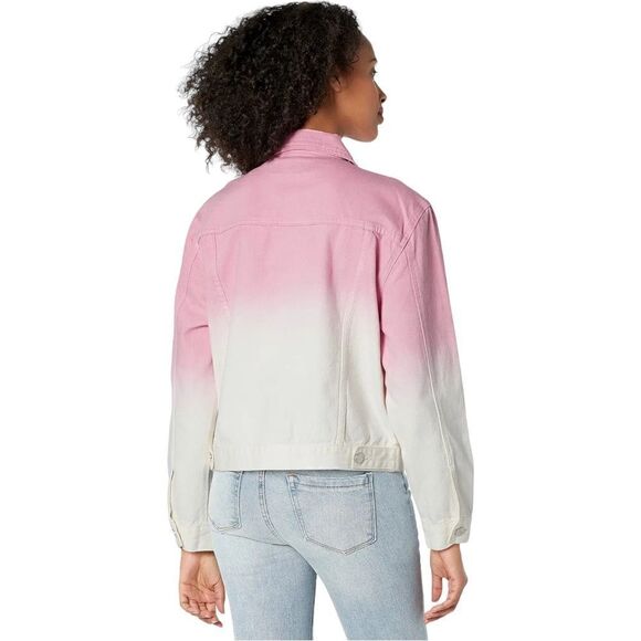 BlankNYC Pink Dip-Dyed White Twill Drop Shoulder Trucker Jacket Medium NEW - Picture 2 of 10